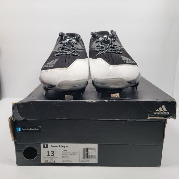 Adidas PowerAlley 4 Men's Black White Baseball Cleats Q16481 US Size 13 NWB - Picture 2 of 10